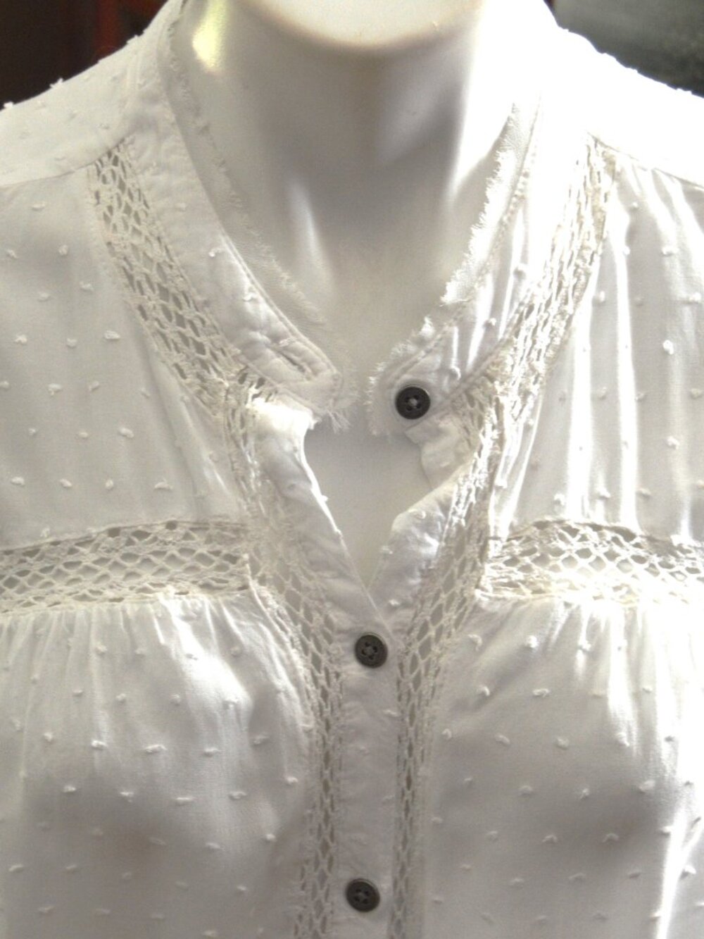 Free People L White dotted White Long Sleeve top
